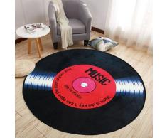 Dischi in vinile Tappetino rotondo Europa Moda retrò nero per soggiorno Tappetino camera da letto