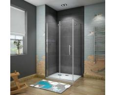 Box Doccia Porta Pieghevole con Parete Laterale Fissa Vetro 6 mm Temperato Anticalcare Telaio e