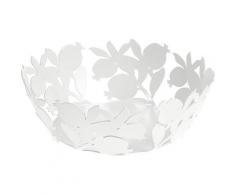 Cestina Pane in Metallo Design Melograno. CentroTavola Portafrutta Moderno 21x21x7 cm - Bianco
