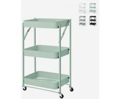 Ahd Amazing Home Design - Carrello da cucina pieghevole portavivande 3 ripiani con ruote Pikas Verde