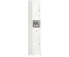 Mobiletto Bagno Colonna Bagno Cassettiera Bagno Bianco Con Cassetti Bianco FRG236-W - Sobuy