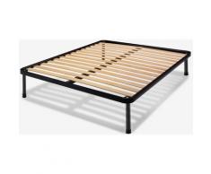 Rete alla francese 140x200 cm a doghe classiche – doghe in legno di faggio, telaio in ferro