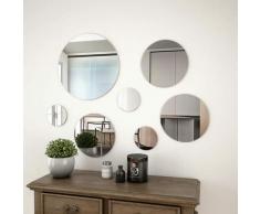 Youthup - Set di Specchi da Parete 7 pz in Vetro Circolare - Argento