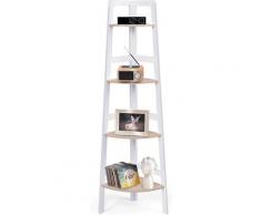 Scaffale Angolare a 4 Ripiani per Ufficio, Libreria Angolare a Forma di Scala per Casa Soggiorno