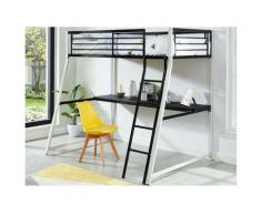 Kauf-unique - Letto a soppalco con scrivania integrata 90 x 190 cm Bianco e nero - malicia - Nero,