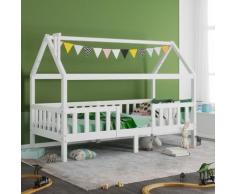 Merax - Letto per bambini letto da casa 90x200 cm con recinzione, robuste reti a doghe in pino