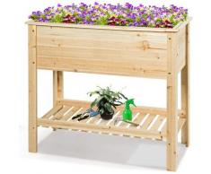 Goplus - Orto Urbano Rialzato per Piante, Fioriera in Legno, Aiuola Rialzata Letto Giardinaggio,