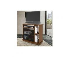 Pidema - Mobile televisore noce antico con 2 ante in vetro. Carrello porta Tv e Pc con ruote,