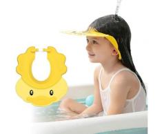 Cuffia da doccia gialla per bambini, Cuffia da bagno con visiera regolabile, Cappello da shampoo