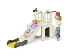 Costway - Scivolo per Bambini 6 in 1, Set da Gioco per Bambini con Canestro, Palla, Lancio