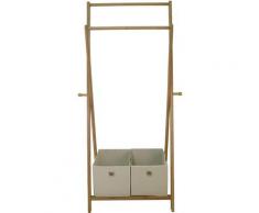 Stand Appendiabiti in Bamboo Con 2 Cassetti in Stoffa Porta Abiti Bagno Camera