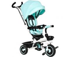 Homcom - Triciclo per Bambini 2 in 1 Passeggino Reversibile con Maniglione, Tettuccio e Barra