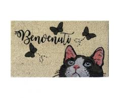 Zerbino da Esterno in Cocco con Base in PVC Dipinto a Mano Raffigurante 70X40X2 cm. Facile da