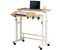 Tavolo Scrivania Porta Pc Computer Altezza Regolabile con Ruote 80x58x90 Bianco