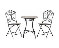 Outsunny - Set Mobili da Giardino 3 Pezzi con 2 Sedie Pieghevoli e Tavolo da Caffè in Ceramica e
