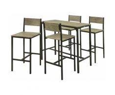 Set 5 pezzi Tavolo con 4 sedie alto, Set di mobili da balcone,OGT14 - Sobuy