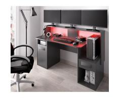 Scrivania gamer con Led per pc colore Grafite con anta e cassetto | Grafite