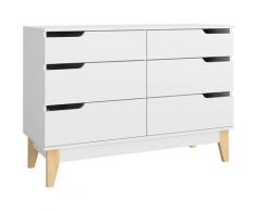 Homfa - Cassettiera con 6 cassetti Credenza Armadietto da Cucina Mobiletto Autoportante Mobile