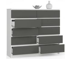 Abamihome - Mobile Ingresso Comò Cassettiera Moderna Credenza 10 Cassetti 140 x 121 x 40 - Colore: