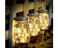 Luce solare - 3 pezzi Lampada per barattolo di vetro 30 Lampade a sospensione da giardino a luce