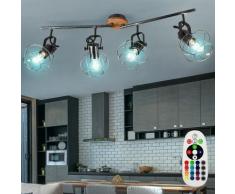 Lampada da soffitto vintage a soffitto, faretti in legno antico, orientabili in un set con lampade