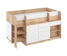 Letto a castello con scrivania SMILE sinistro rovere sonoma / bianco