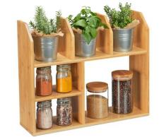 Relaxdays Mensola in Bambù, 6 scomparti, 45,5 x 55 x 16 cm Ripiano Autoportante in Cucina Porta