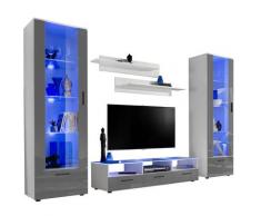 Extreme Furniture - Parete Attrezzata Castle, (LxAxP): 270 x 192 x 45, Carcassa in Bianco Opaco,