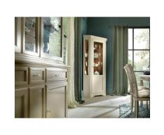 Mobili 2g - VETRINA ANGOLO SHABBY IN LEGNO MASSELLO 1 PORTA LACCATO AVORIO L.76 P.76 H.215