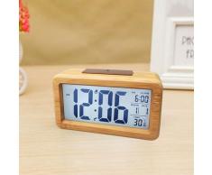 Sveglia digitale Radiosveglia Orologio da tavolo Sveglia impermeabile in legno massello con