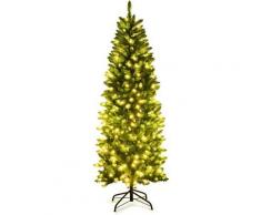 Goplus - Albero di Natale con Luci, Albero Realistico per Interno ed Esterno, Albero Artificiale