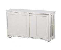 Credenza Buffet Bianco Avorio da Soggiorno Cucina Mobiletto Mobile tv Armadietto con 2 Ante