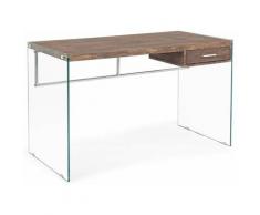 Scrivania per computer 'Suami' porta pc da ufficio e cameretta in legno e vetro 122 cm -Rovere