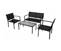 Nova - Set Salotto da Esterno Giardino set 4 pz Nero in Textilene + Tavolo