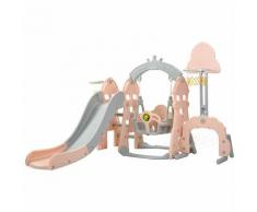 Axhup - Set da Arrampicata e Altalena, 4 in 1 Set di Scivoli per Bambini con Supporto da Basket e