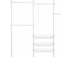 Cabina Armadio Guardaroba Componibile Appendiabiti Bianco FRG34-W,IT - Sobuy