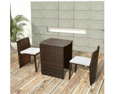 Set Tavolo e Sedie Giardino 5 pz in Polirattan Impermeabile colore Marrone
