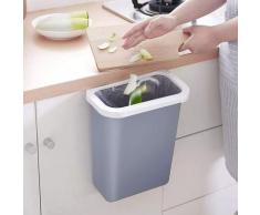 Cestino da parete 10L per auto, casa, ufficio, cucina, bidone (grigio) - Kueatily