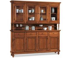 Credenza Con Vetrina In Legno Massello 196x43x218