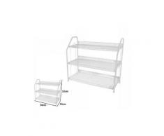 Scarpiera Porta Scarpe 3 Ripiani Piani In Metallo Bianco Mobile Salvaspazio