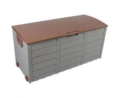 Rebecca Mobili Baule Esterno Giardino Marrone 290 Lt Plastica 2 Ruote 52x112x49