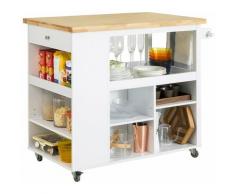 Sobuy - Carrello Cucina Credenza da Cucina con 3 Ripiani 108x60x90cm FKW97-WN