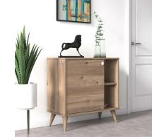 Dmora - Credenza con un'anta battente e ripiani, cm 75 x 35 x 74, colore quercia