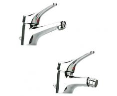 Coppia di Miscelatori Bidet + Lavabo | Ottone Cromato | Design Moderno - Paini