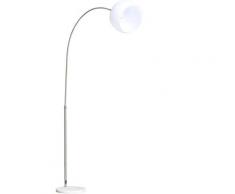 Lampada ad Arco da Terra Regolabile in Altezza e Paralume Flessibile Bianco e Argento - Homcom