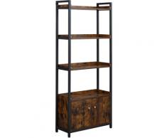 Mobile Libreria 4 Ripiani con Armadietto a 2 Ante in Stile Industriale per Casa e Ufficio,