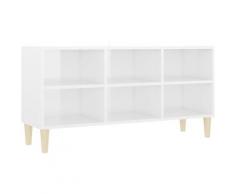 Vidaxl - Mobile TV Gambe in Legno Massello Bianco Lucido 103,5x30x50 cm Bianco