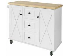 Carrello Cucina Credenza Cucina Mobile Cucina salvaspazio Bianco, L107*P46*A93cm FKW96-WN - Sobuy
