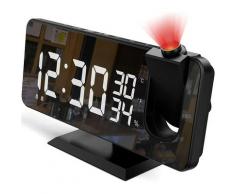Ilovemilan - Sveglia a proiezione per camera da letto, display a led da 7,4' con grande specchio,