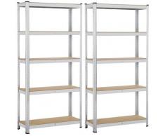 2 x Scaffali/Scaffalature 180 x 90 x 30 cm Garage Magazzino Cucina in Acciaio Zincato e Legno mdf a